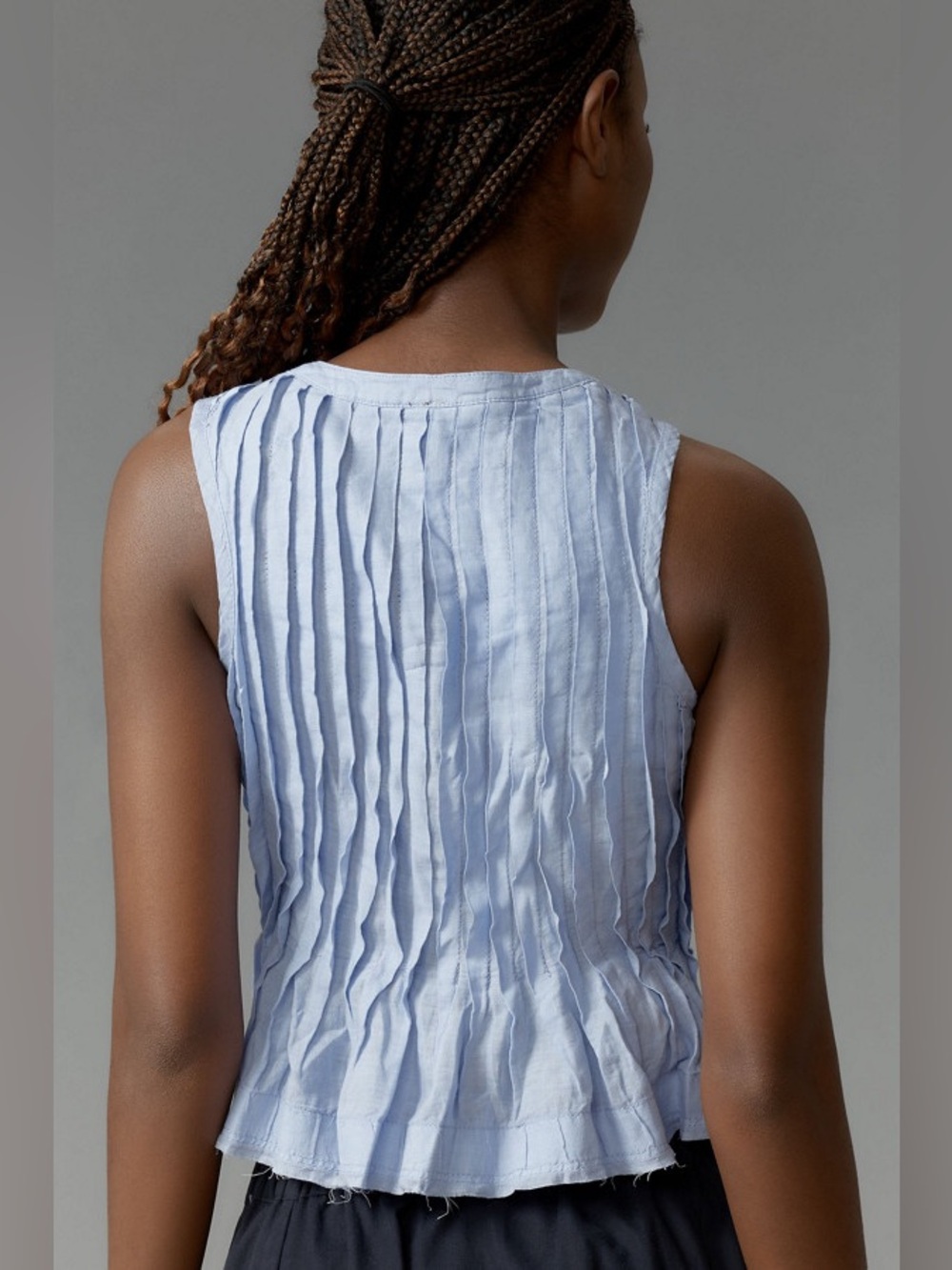 NWT Size XL - Anthropologie 100% Linen Pleated Top (NWT US$ 108) - Picture 2 of 15